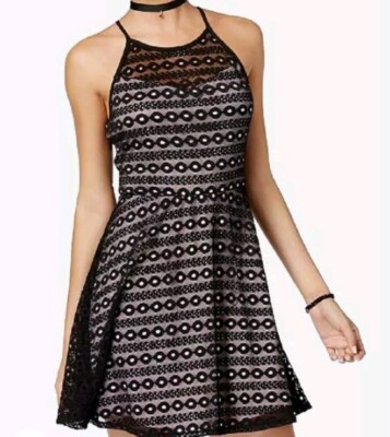 NWT Francesca's Dress Size M Womens Skater Knee Length Black Lace New