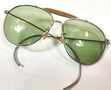 Vintage 1940'S Bausch & Lomb Pilot's Aviator Glasses AN6531 Green Lenses w/flaws
