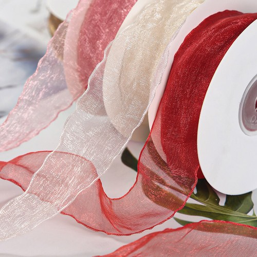 Wavy Edge Sheer Chiffon Ribbon Snow Gauze Ribbon Bow Tie Webbing -2.5cm*15M - Picture 3 of 18