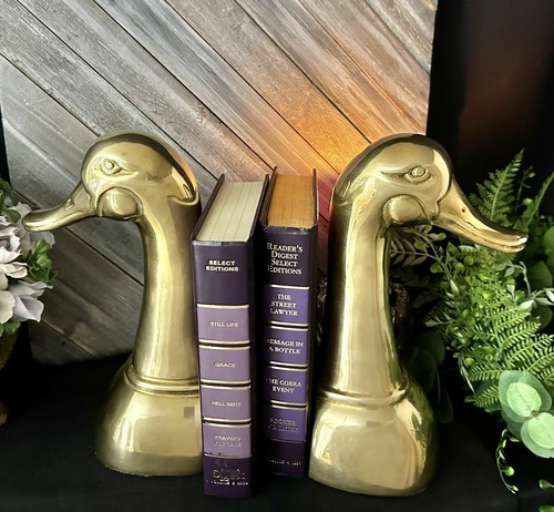 Duck Bookends Decorative Crafts Brass Mallard Ducks Nautical Vintage Book Ends - Picture 9 of 11
