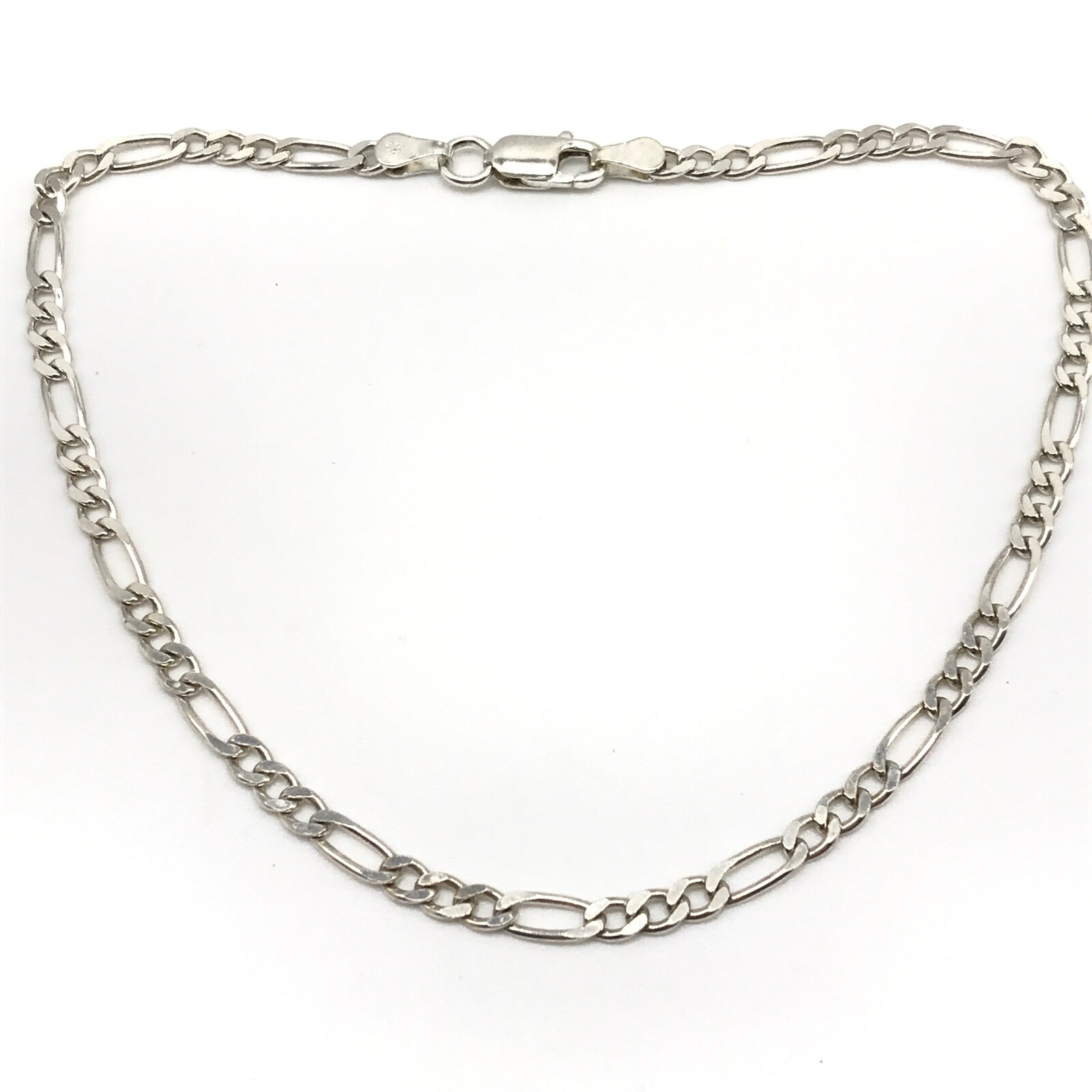 925 Italian Sterling Silver Figaro 3MM Chain Bracelet Anklet 9 Inch