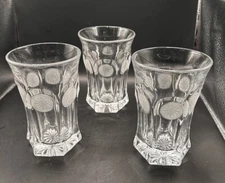 Vintage Fostoria Frosted Coin 5.5" Glass Cocktail Bar Iced Tea Highball set of 3