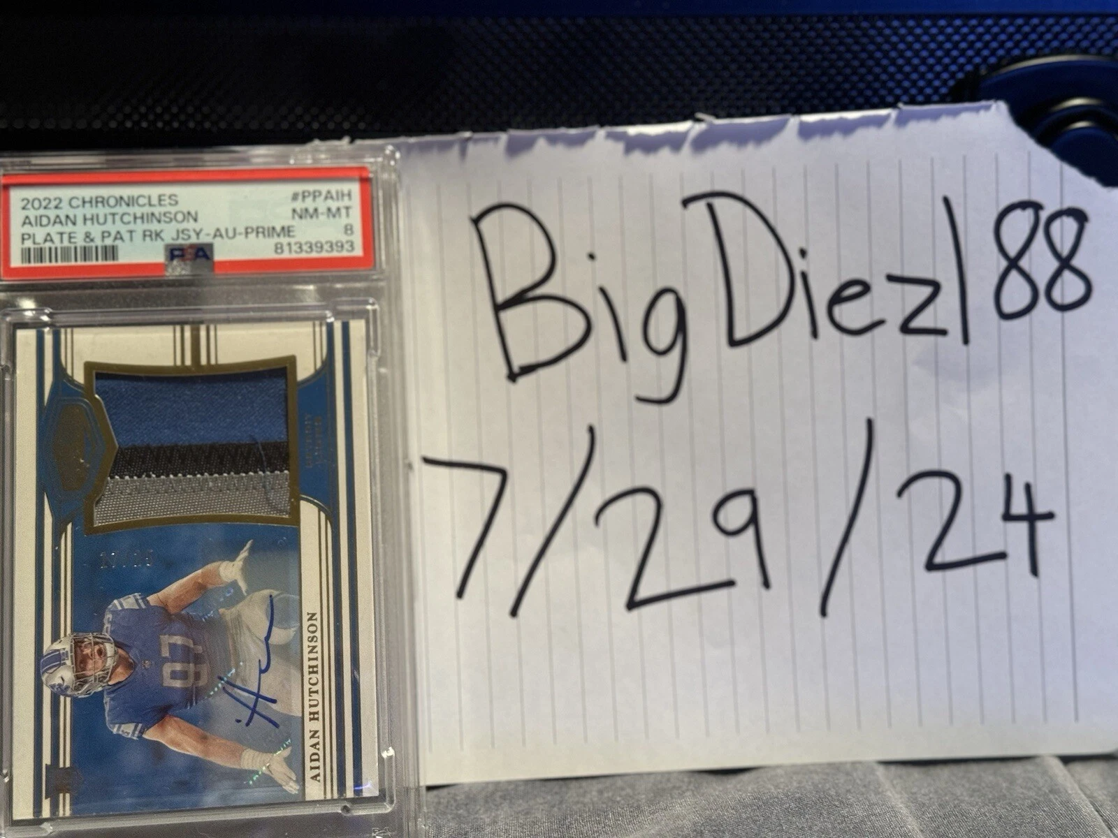 Aidan Hutchinson Panini Chronicles Plates & Patches Rookie Jersey #PPAIH Autograph-Prime