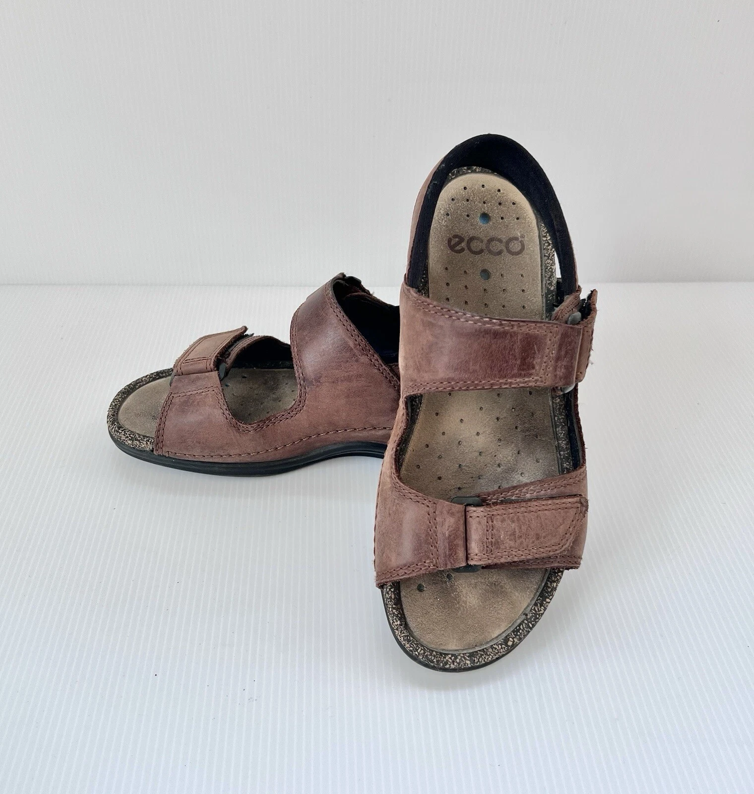 Ecco Cosmo Sandalo Sughero Slides Donna 37 EU 6.5 US Pelle Marrone Shock Point Us intime Ottimeioni