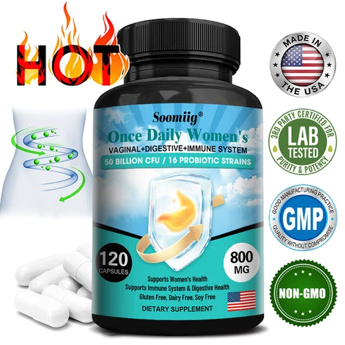 50 Billion Probiotics CFU Potency Gut Health Women 120 Capsules