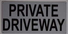 Private Driveway Sign Aluminium Reflective, White 6x12 -REF24-1027