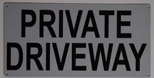 Private Driveway Sign (Aluminium Reflective, White 6x12)-REF24-1027