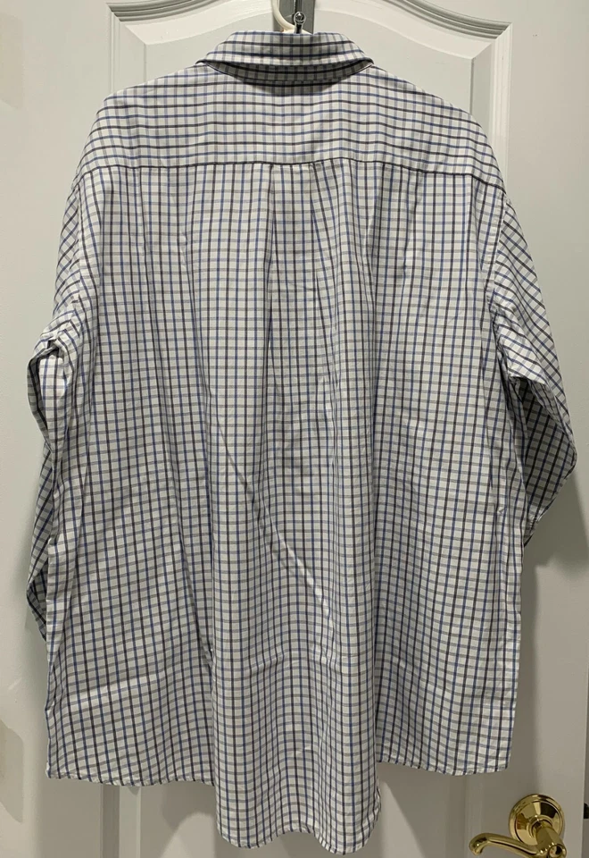 Camisa de vestir manga larga Hathaway, para hombre 17,5 - 35, blanco azul gris Foto 2 de 4