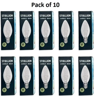 ST@LLION 10Pack Screw In E14 SES Candle Light Bulbs Clear Dimmable Small Edison 40W Lamp-