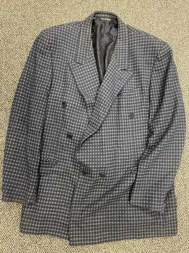 Pal Zileri, PAL ZILERI Made in Italy Vintage DB Low Peak Lapel Textured Wool Check Jacket 42