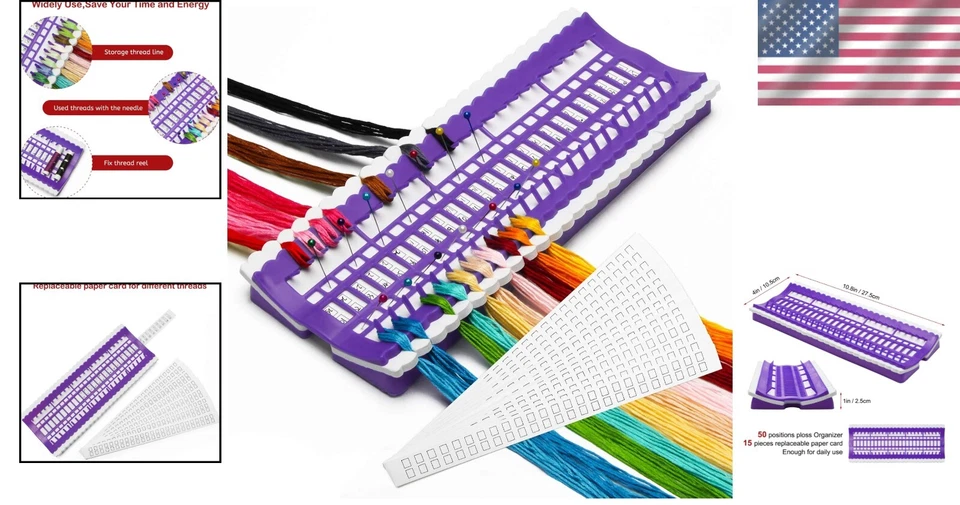 Effortless Cross Stitch Storage - 50-Position Floss Organizer with Needle Cards - Image 2 of 4