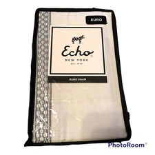 2 Echo New York Shams Euro VENUS Natural Gray Embroidered 26x26 100% Cotton NEW