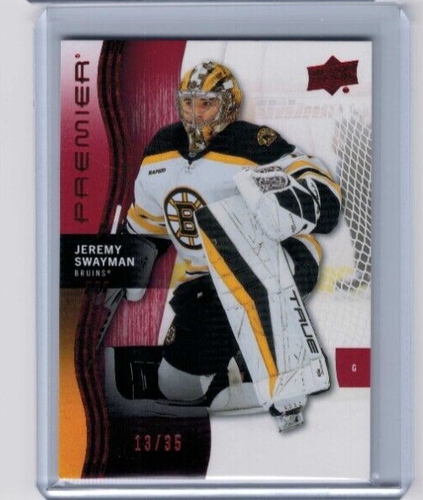 2023-24 Upper Deck Premier Jeremy Swayman Ruby Base #'ed 13/35 #60