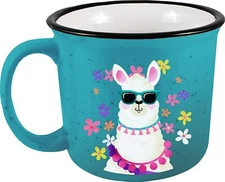 LLama 21552 Sunglasses Camper Coffee Mug Tea Cup 14 oz Ceramic Teal