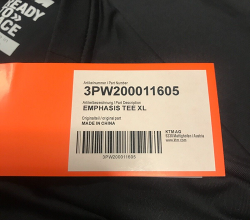 KTM Emphasis Tee T-Shirt Black Size XL 3PW200011605 (130325) - Picture 2 of 3