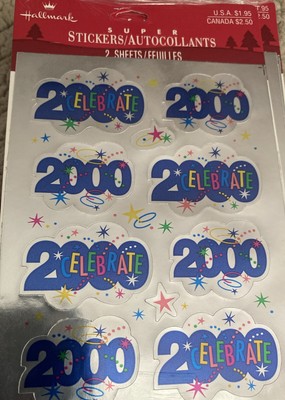 Vintage Hallmark Stickers 2000 Year Celebrate  Foil 2 Sheets Stars Swirls
