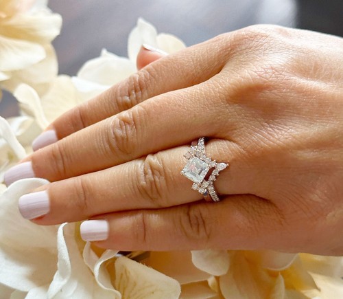 14K Rose Gold Asscher Round Pear Cut Natural Diamond Engagement Ring 2.20ctw - Picture 7 of 9