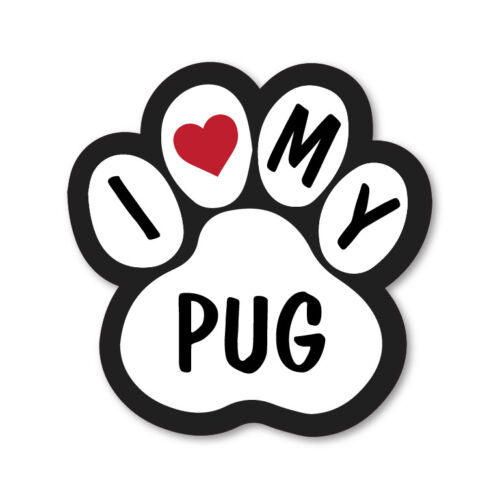 I LOVE MY PUG CAR VAN LORRY WALL VINYL SELF ADHESIVE STICKERS - Picture 1 of 1