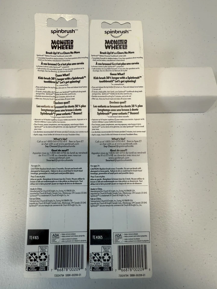 Cepillo giratorio (paquete de 2) Monster Wheels Niño Batería Eléctrica Cepillo de Dientes 72024794 Foto 2 de 2