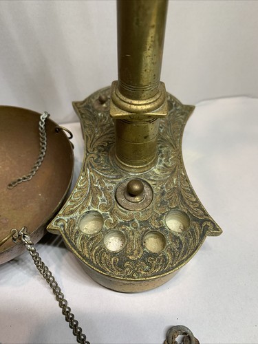 VINTAGE BRASS HANGING BALANCE SCALES FOR PARTS OR REPAIR (2-84) - Picture 4 of 5