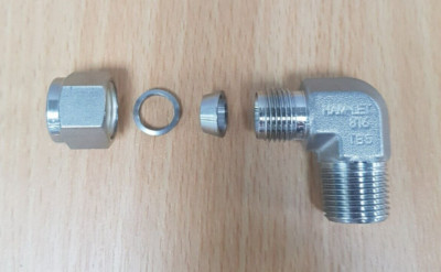 HAM-LET LET-LOK 316 EDELSTAHL 3/8 STECKER. BPST (konisch) ELLENBOGEN. NEU