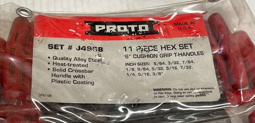 NEW PROTO 11PC T-HANDLE HEX KEY SET J4968 R28 - Picture 2 of 3