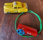 Vtg LINE MAR (Marx) Toys Remote Control Battery Op Tin Litho Yellow Taxi Cab Car