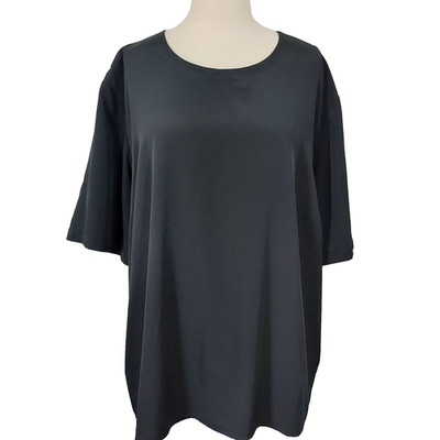 Maggie Barnes Black Dressy Blouse Keyhole Back Boxy Flowy Women Plus Size 4x