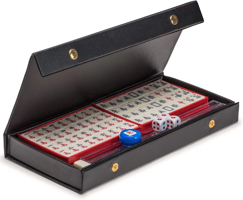 Juego de viaje tradicional chino Mahjong con fichas blancas extra pequeñas NUEVO. Foto 4 de 4