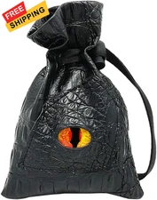 Haxtec Dice Bag Drawstring Leather DND Pouch Storage Small, Red Yellow 