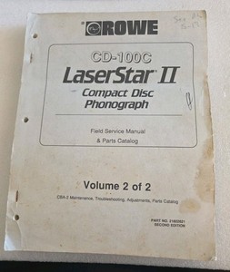 Rowe CD-100C LaserStar 11 Compact Disc Phonograph Manual Parts Catalog Jukebox 