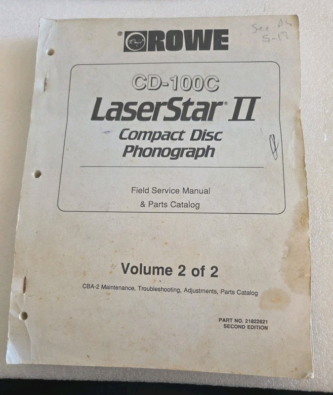 Rowe CD-100C LaserStar 11 Compact Disc Phonograph Manual Parts Catalog Jukebox 