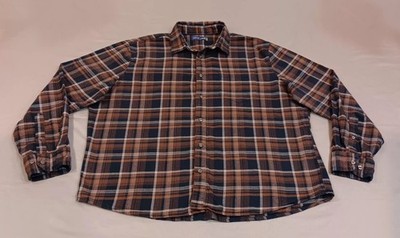 Apt. 9 Men's XXL Standard Fit, Long-Sleeve, Brown/Blue Plaid Flannel Shirt 