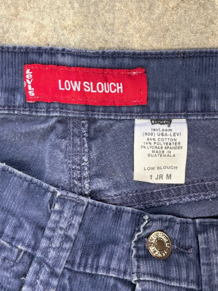 Pantalones de campana de pana holgados bajos vintage Y2K Levi’s talla 1 Jr azul 28x32 Foto 3 de 4