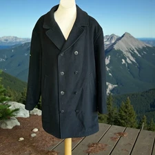 Men's Black  Double Breasted Military Peacoat by Originals by Evergreen Size XL