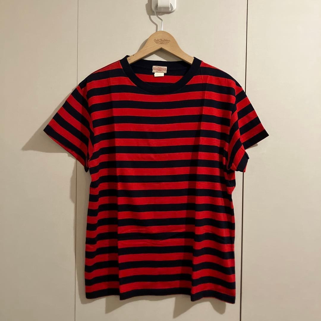 Butcher Products Border Tee 42 Navy Red Size XL | eBay