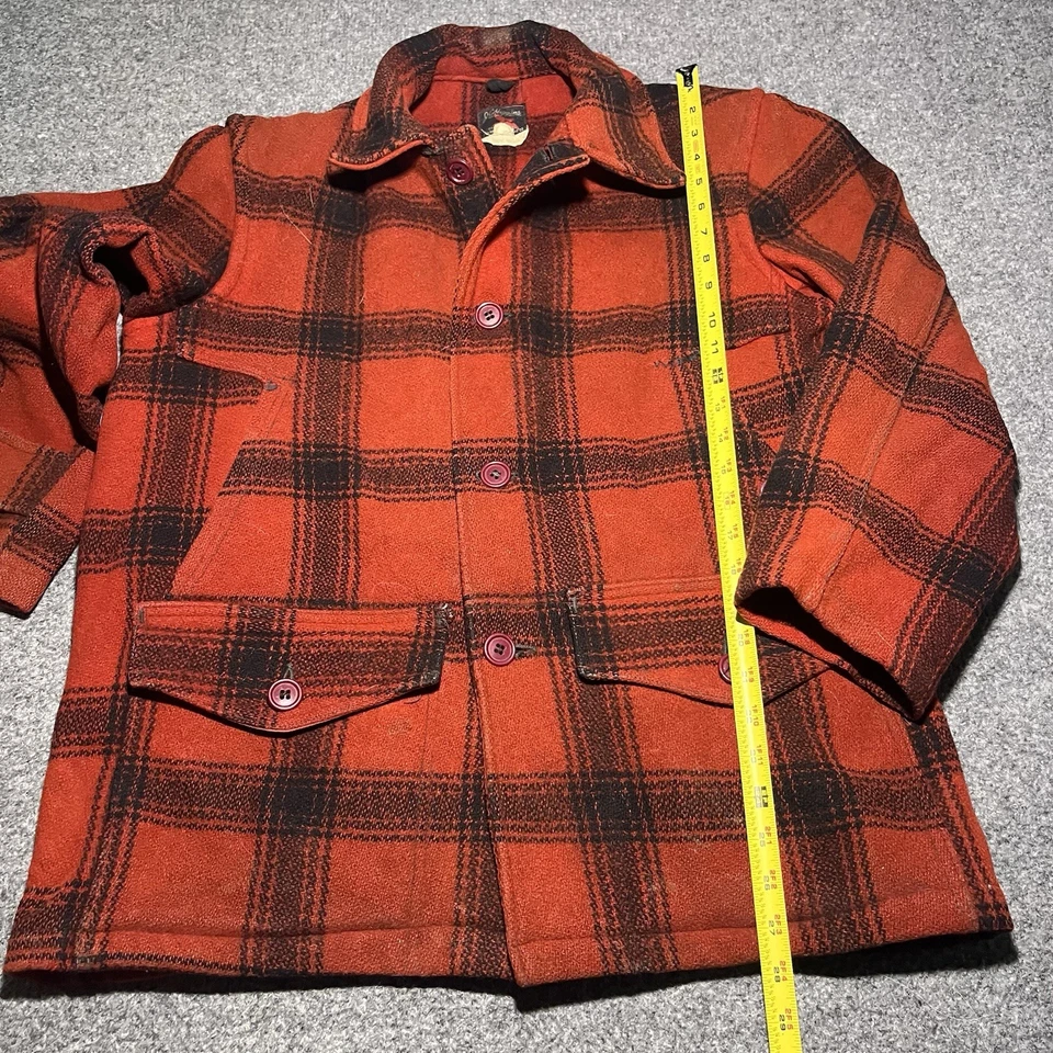 Vtg Sears Wool Mackinaw Jacket Pants Mens Large Red Buffalo Plaid JC Higgins 50s - Image 3 of 4