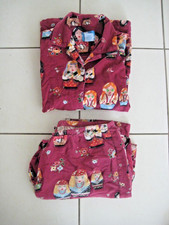 Nick and Nora Flannel Pajama Set Hippie Russian Nesting Dolls Size Large