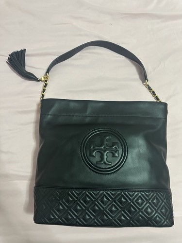 498 $ Tory Burch SCHWARZE GESTEPPTE LEDER - FLEMING HOBO SCHULTERTASCHE - mit Quittung