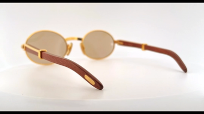 Cartier Giverny Oval Sunglasses Bubinga Wood & 22K, Bronze 135B 53