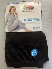 NEW Fruit of the Loom Women's Waffle Thermal Pant Black S Small 4 / 6