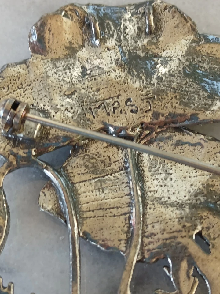 Beautiful Vintage Flower Signed MASJ Pewter Floral Pin Brooch /pendant - Image 4 of 4