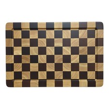 End Grain Checkered FSC Rubberwood Deep Juice Grooved Cutting Board