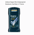 Degree Advanced Antiperspirant Deodorant 2.7 oz Cool Rush 72 Hour New