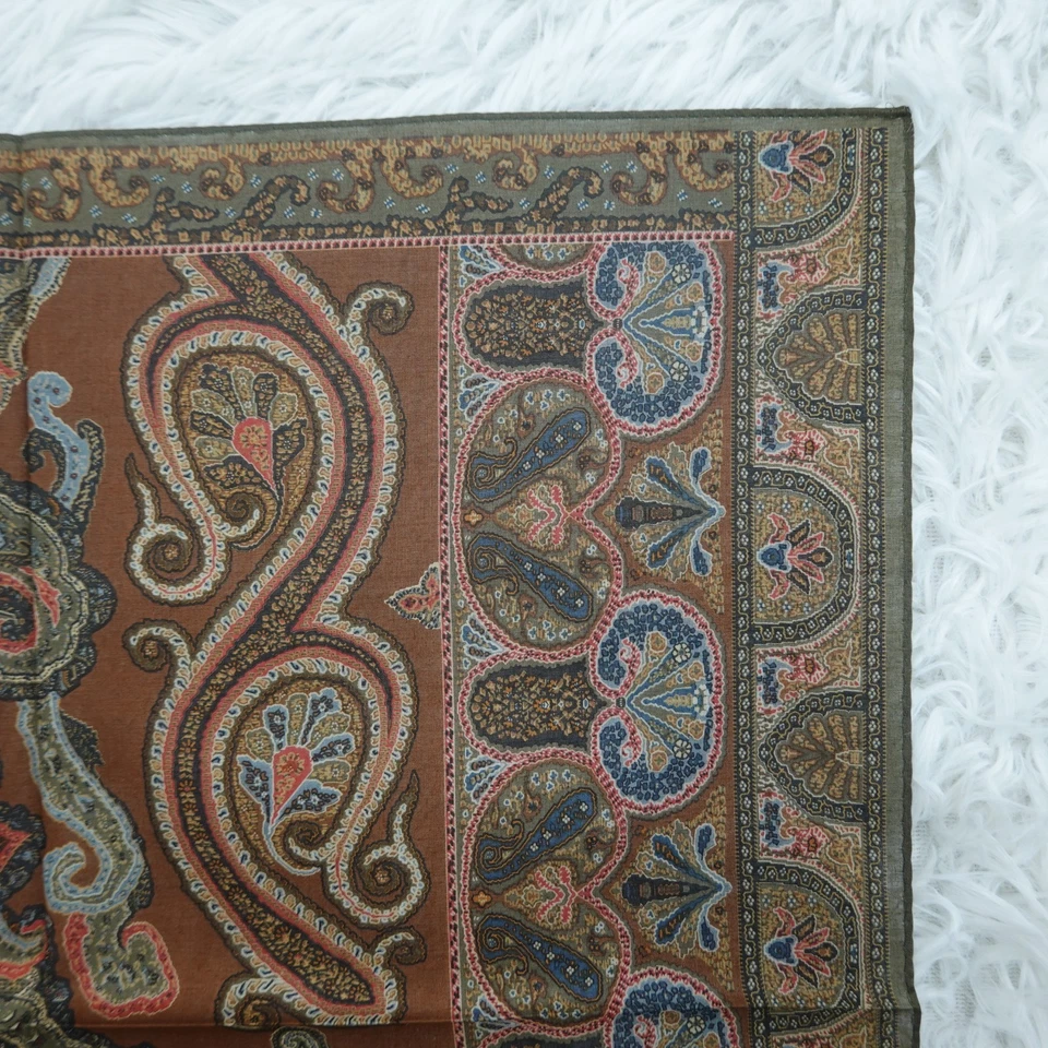 Mini bufanda de algodón cachemir Ralph Lauren pañuelo cuadrado de bolsillo 18,5"X19" Q21 Foto 3 de 4