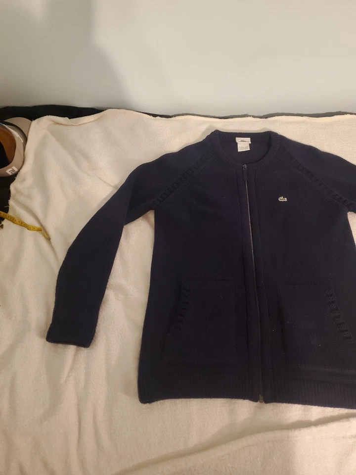 Suéter negro manga larga cremallera completa grande (44) Lacoste para mujer Foto 4 de 4