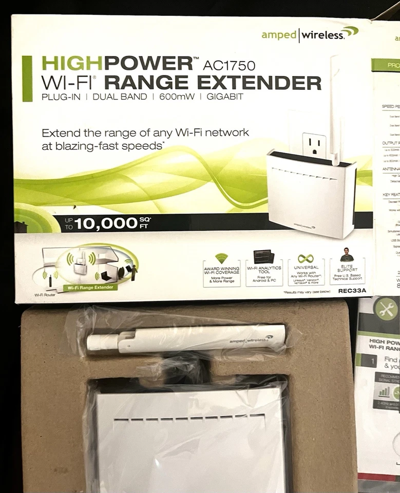 Amped Wireless High Power AC1750 Dual-Band 2.4/5 GHz WiFi Range Extender REC33A - Image 2 of 4