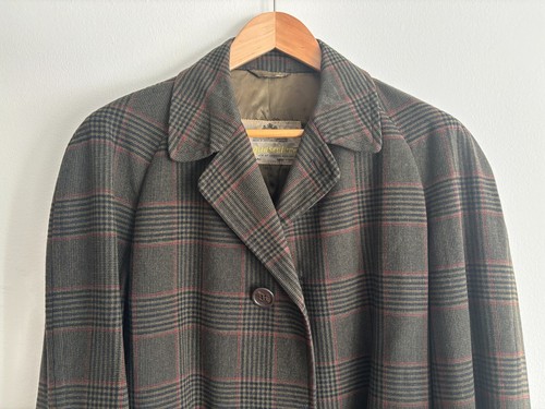 Vintage Aquascutum Plaid Check Showerproof Wool Balmacaan Overcoat/ Top Coat -38 - Picture 2 of 15