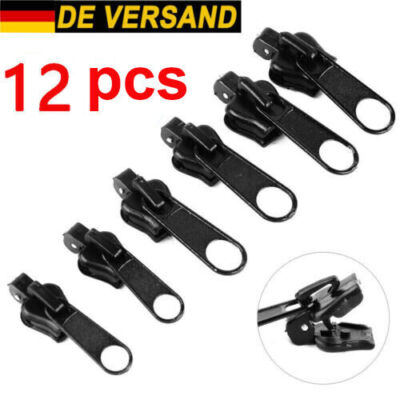 12x Universal Reißverschluss Reparatur Set Zipper Schieber Repair Ersatz Head DE