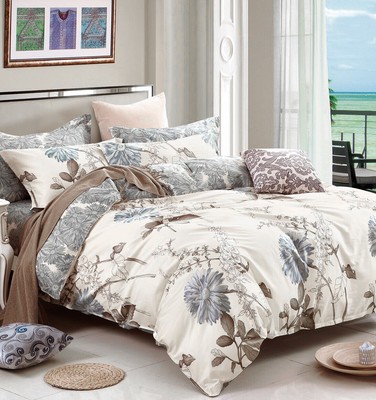 NEW KING Swanson Daisy Silhouette Floral Duvet Cover Set 5 pc Cotton Brown 